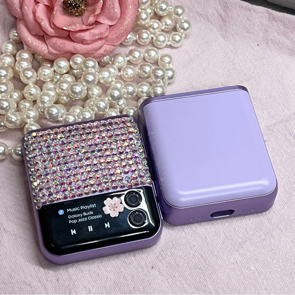 Samsung Galaxy Buds 2/Pro/Live Z Flip 3 Cover Style Case only - Lavender (Bling)